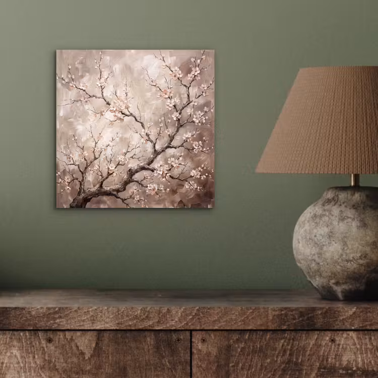 Bloesem - Takken - Schilderij - Beige - Serene aluminium wit klein -sfeer2