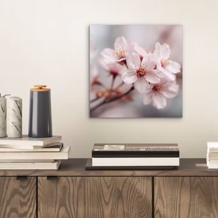 Bloesems - Meeldraden - Geel - Wazig aluminium wit klein -sfeer1