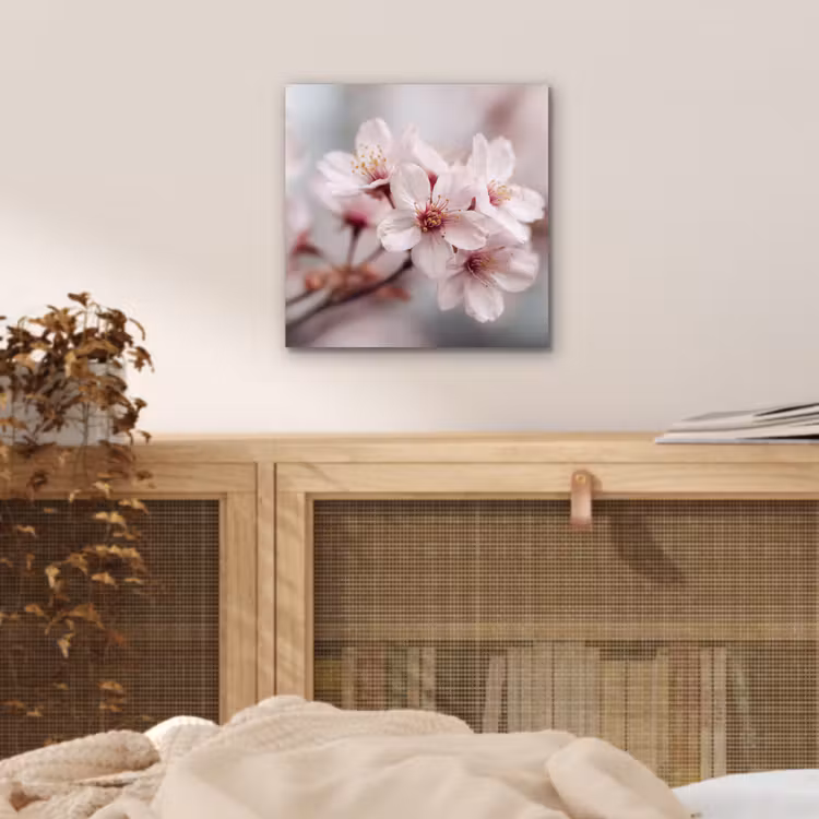 Bloesems - Meeldraden - Geel - Wazig aluminium wit klein -sfeer3