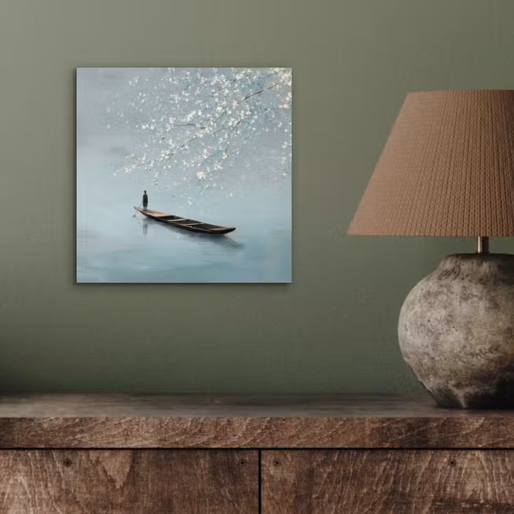 Bloesems - Minimalistisch - Wateroppervlak - Boot aluminium wit klein -sfeer2