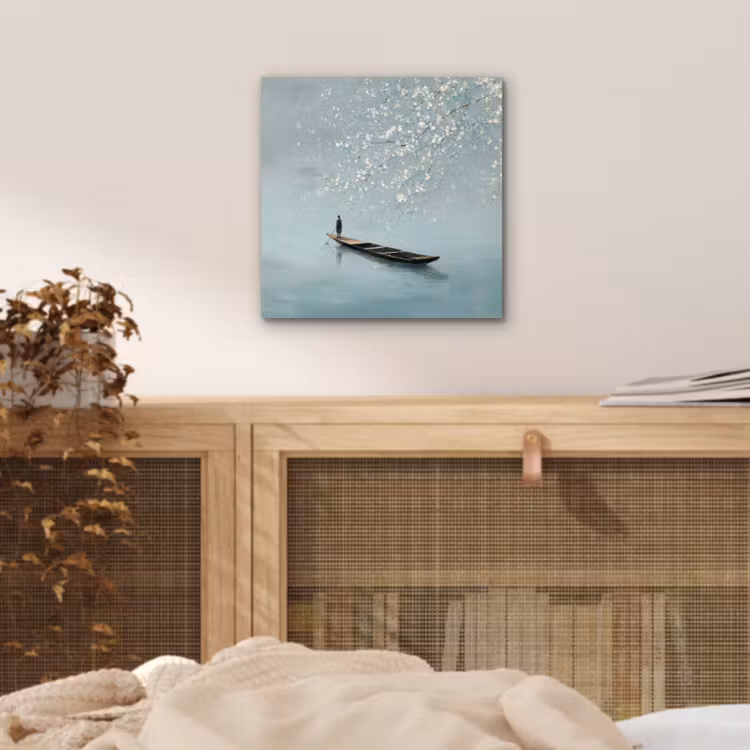 Bloesems - Minimalistisch - Wateroppervlak - Boot aluminium wit klein -sfeer3