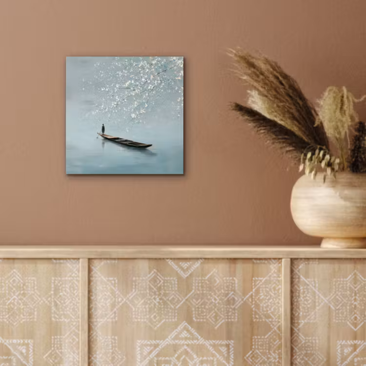 Bloesems - Minimalistisch - Wateroppervlak - Boot aluminium wit klein -sfeer4