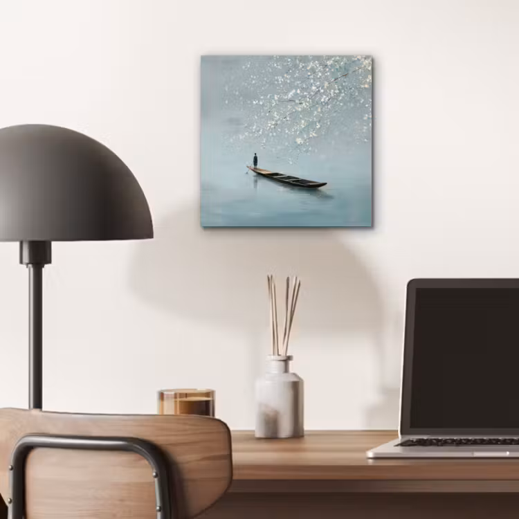 Bloesems - Minimalistisch - Wateroppervlak - Boot aluminium wit klein -sfeer5
