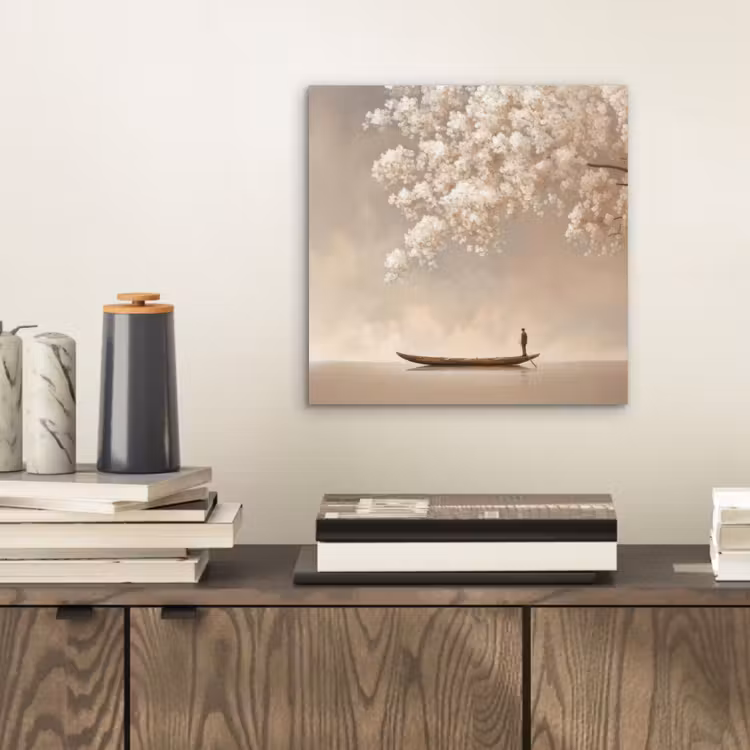 Bloesems - Wit - Boot - Minimalistisch aluminium wit klein -sfeer1