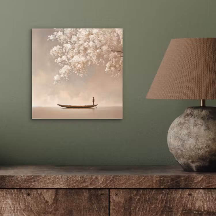 Bloesems - Wit - Boot - Minimalistisch aluminium wit klein -sfeer2