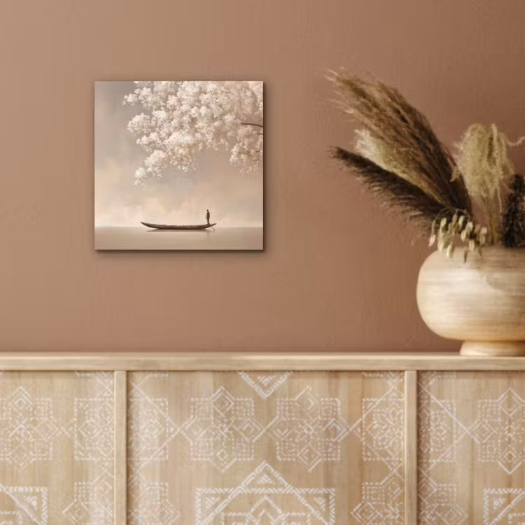 Bloesems - Wit - Boot - Minimalistisch aluminium wit klein -sfeer4