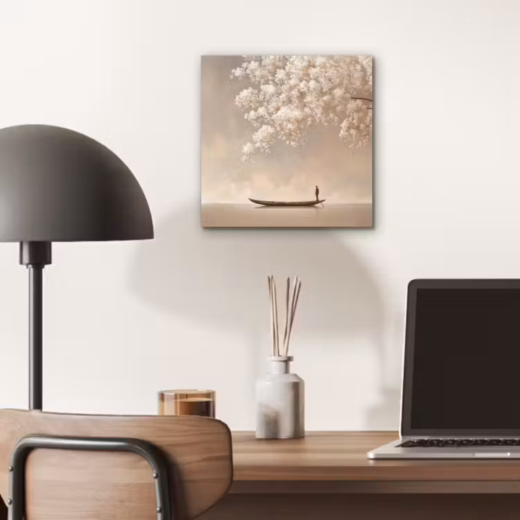 Bloesems - Wit - Boot - Minimalistisch aluminium wit klein -sfeer5