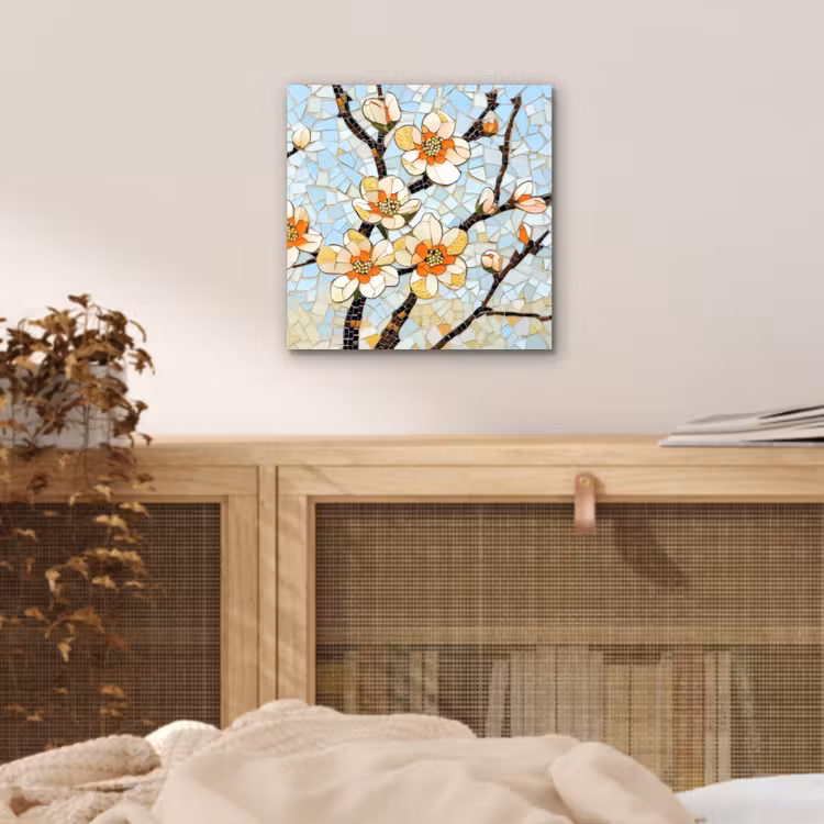 Bloesems - Wit - Mozaïek - Tak aluminium wit klein -sfeer3