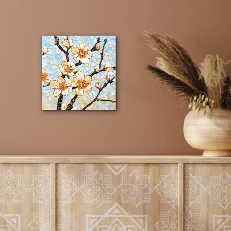 Bloesems - Wit - Mozaïek - Tak aluminium wit klein -sfeer4