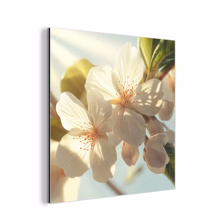 Bloesems - Wit - Zonnestralen - Bloemblaadjes aluminium wit klein -3d