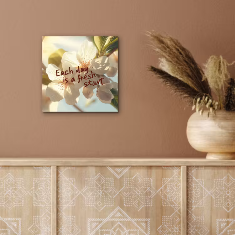 Bloesems - Zonlicht - Quote - Wit aluminium wit klein -sfeer4
