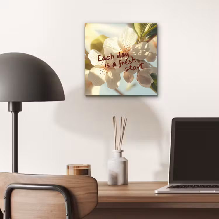 Bloesems - Zonlicht - Quote - Wit aluminium wit klein -sfeer5