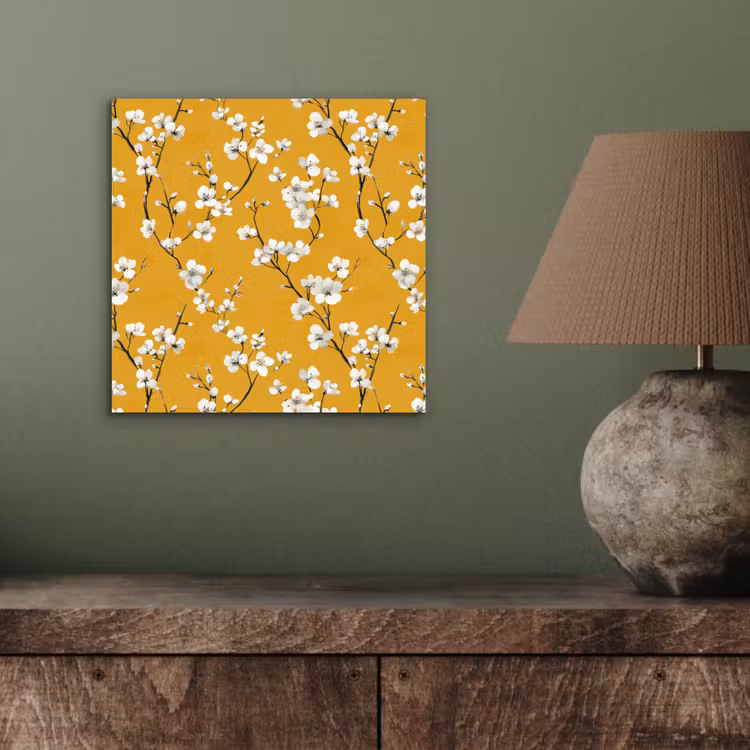 Bloesemtak - Aquarel - Geel aluminium wit klein 46 -sfeer2