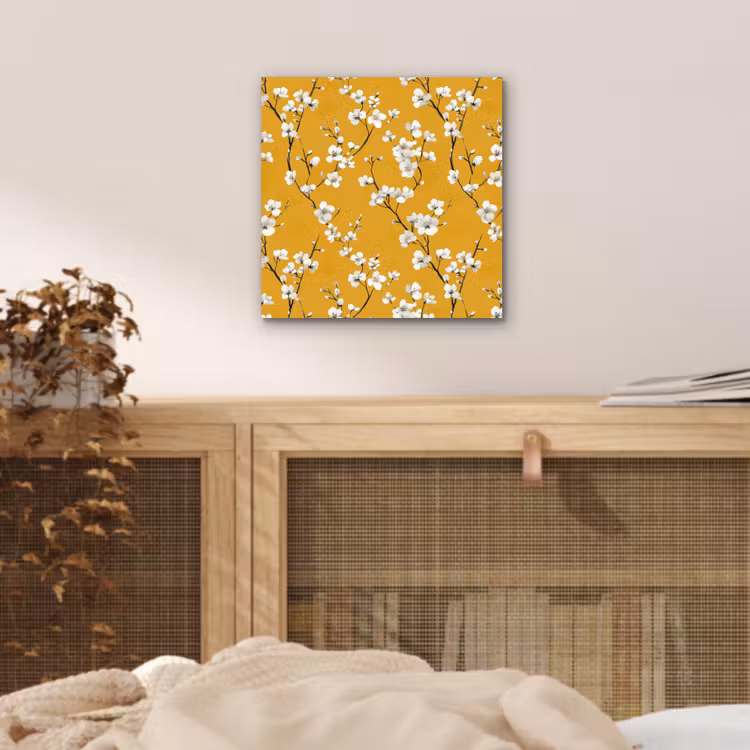 Bloesemtak - Aquarel - Geel aluminium wit klein 46 -sfeer3