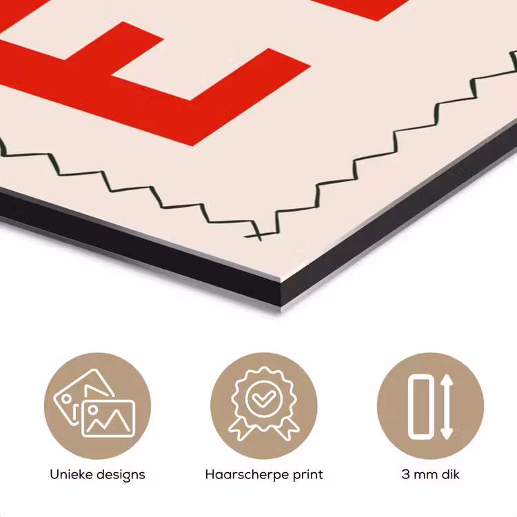 Blokletters - Rood - Kartelrand aluminium wit klein -closeup_NL