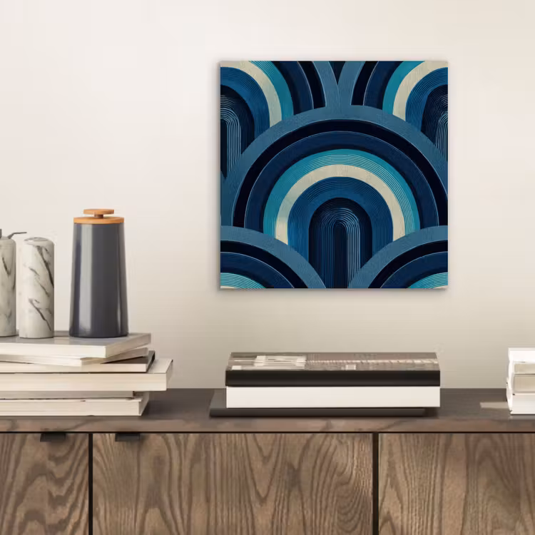 Bogen - Geometrisch - Patroon - Blauw - Retro aluminium wit klein 46 -sfeer1