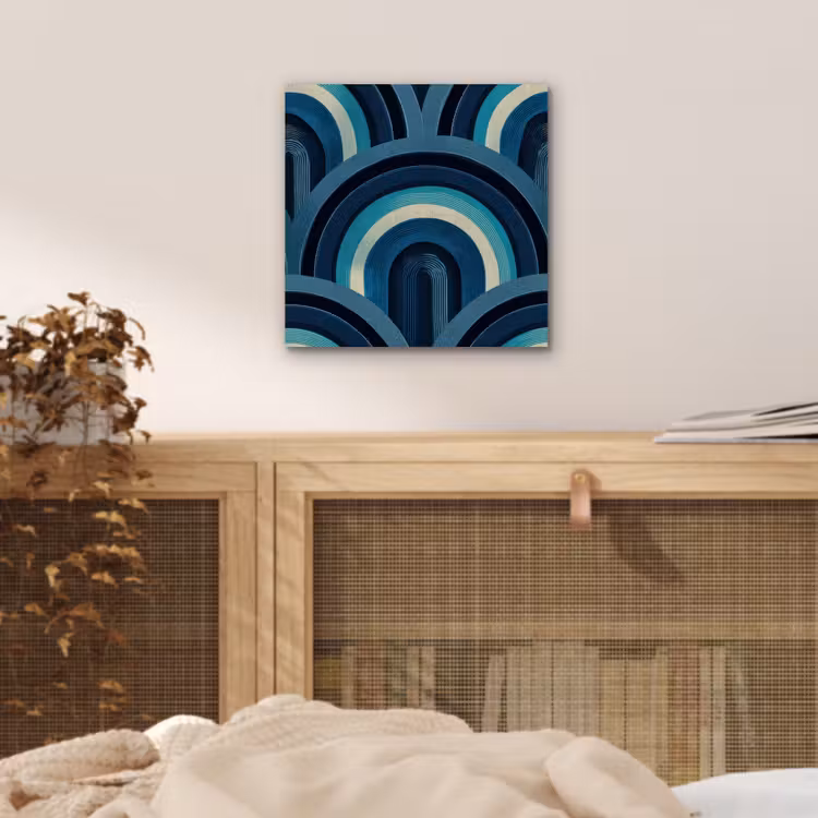 Bogen - Geometrisch - Patroon - Blauw - Retro aluminium wit klein 46 -sfeer3