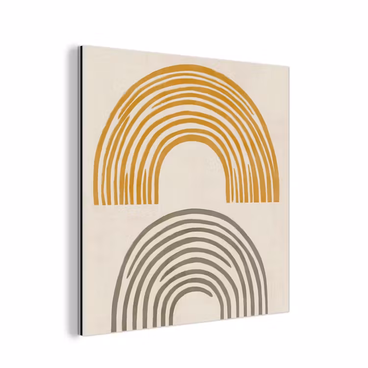 Bogen - Lijnen - Oranje - Minimalistisch aluminium wit klein -3d