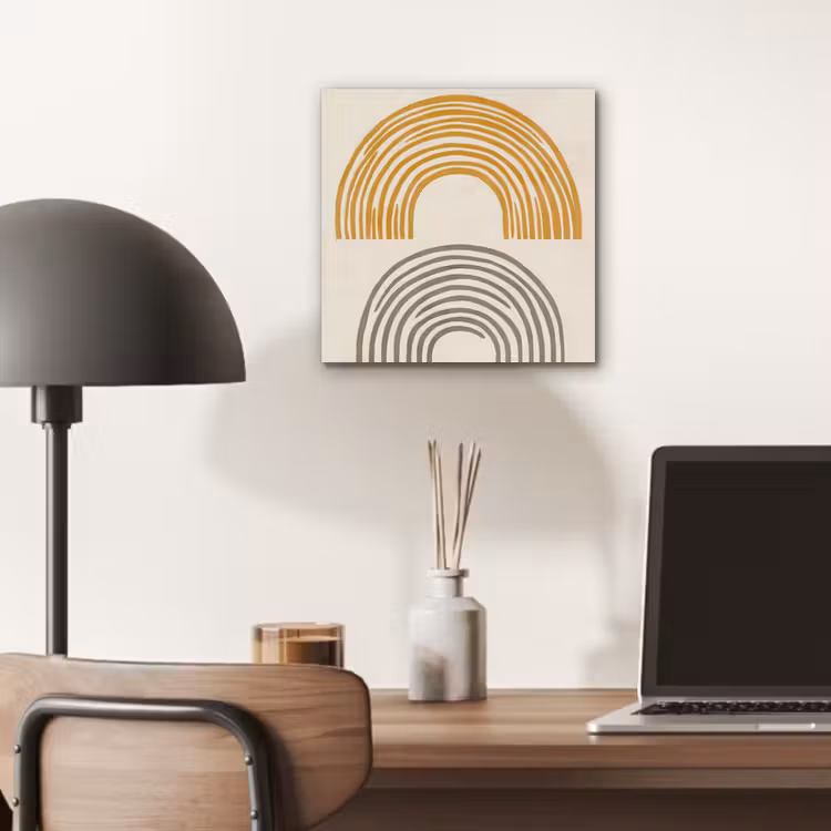 Bogen - Lijnen - Oranje - Minimalistisch aluminium wit klein -sfeer5