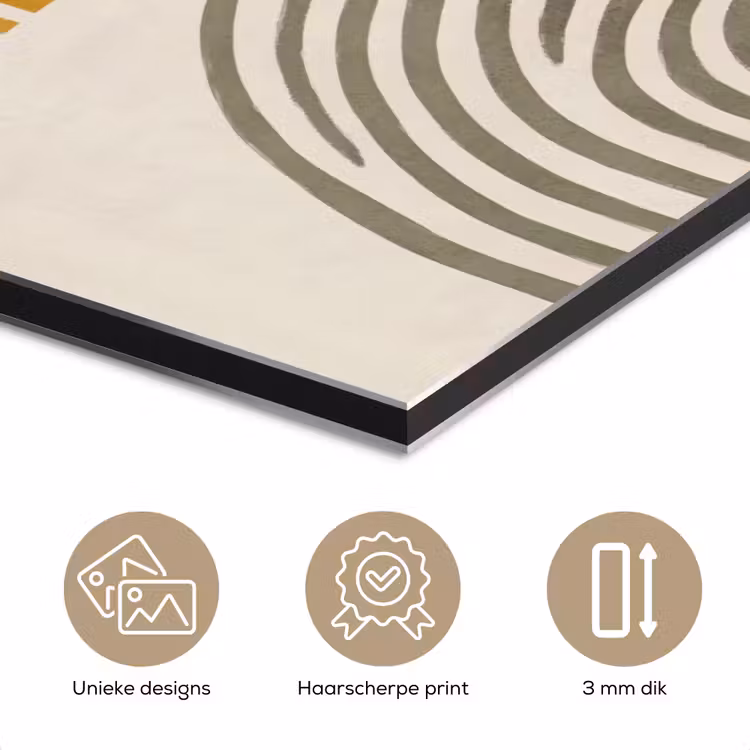 Bogen - Lijnen - Oranje - Minimalistisch aluminium wit klein -closeup_NL