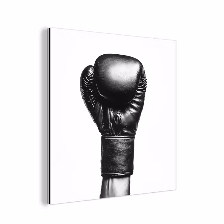 Bokshandschoen - Zwart - Hand aluminium wit klein -3d