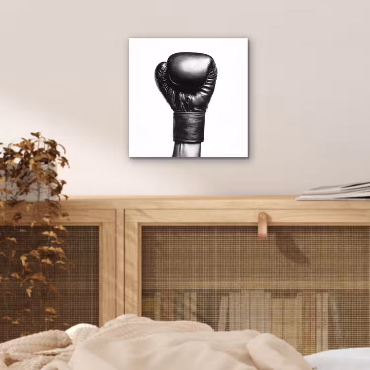 Bokshandschoen - Zwart - Hand aluminium wit klein -sfeer3