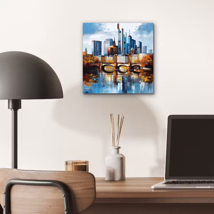 Bomen Frankfurt- Stad - Skyline - Brug aluminium wit klein -sfeer5