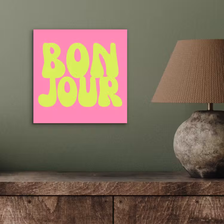 Bonjour - Roze - Fel groen aluminium wit klein -sfeer2