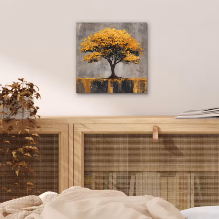 Boom - Bladeren - Goud - Abstract aluminium wit klein -sfeer3