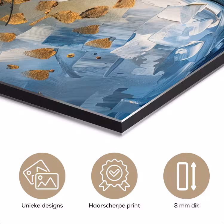 Boom - Blauw - Goud - Abstract aluminium wit klein -closeup_NL