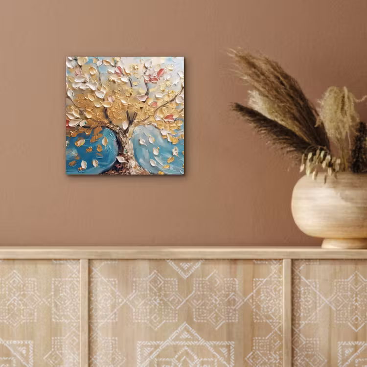 Boom - Blauw - Goud - Abstract - Modern aluminium wit klein -sfeer4