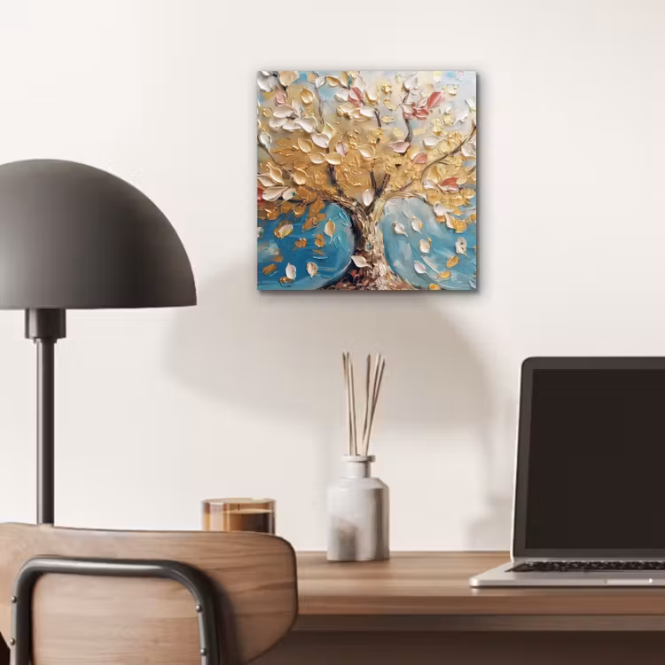 Boom - Blauw - Goud - Abstract - Modern aluminium wit klein -sfeer5