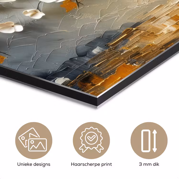 Boom - Bloemen - Goud - Beige aluminium wit klein -closeup_NL