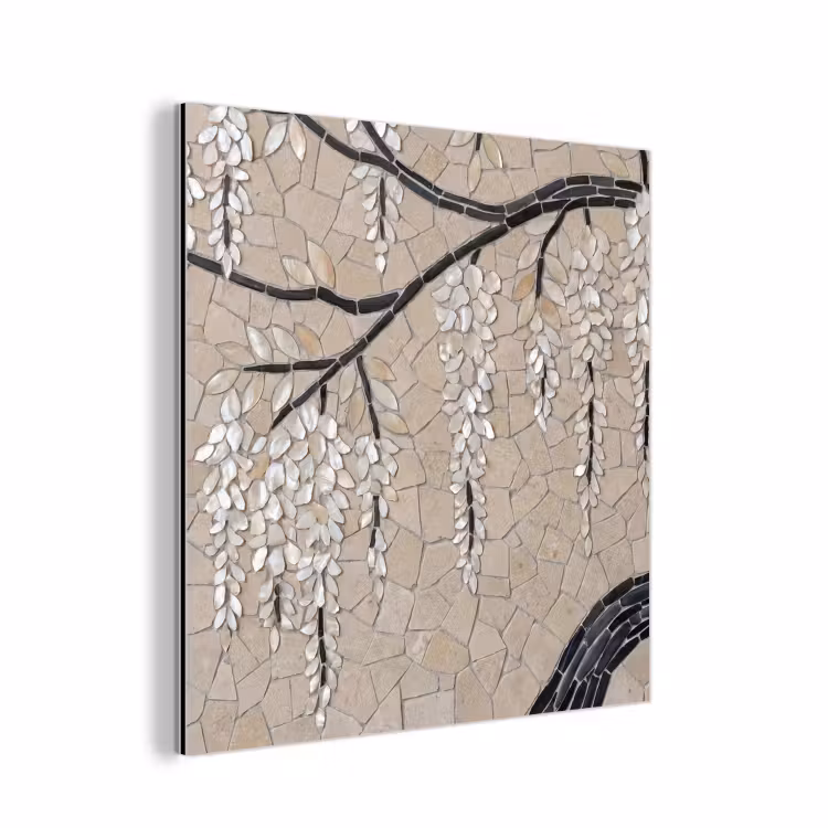 Boom - Bloemen - Mozaïek - Kunst - Wit aluminium wit klein -3d