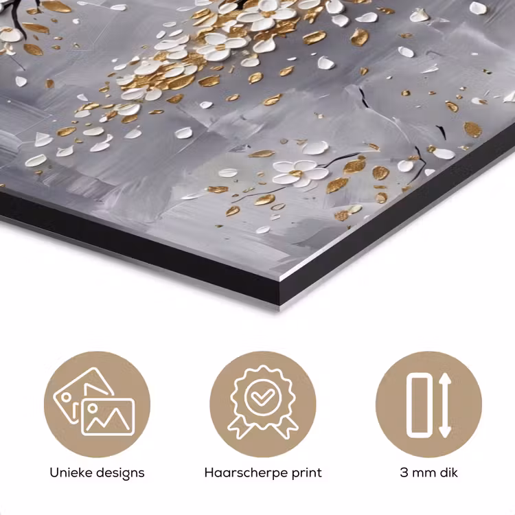 Boom - Bloemen - Natuur - Abstract - Wit aluminium wit klein -closeup_NL