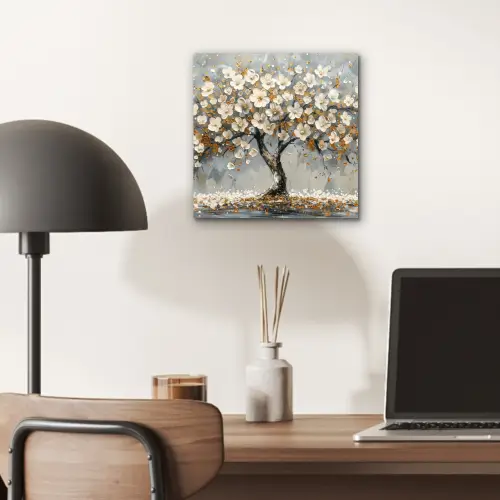 Boom - Bloemen - Wit - Natuur - Kunst aluminium wit klein -sfeer5