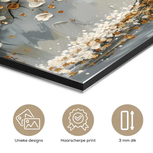 Boom - Bloemen - Wit - Natuur - Kunst aluminium wit klein -closeup_NL