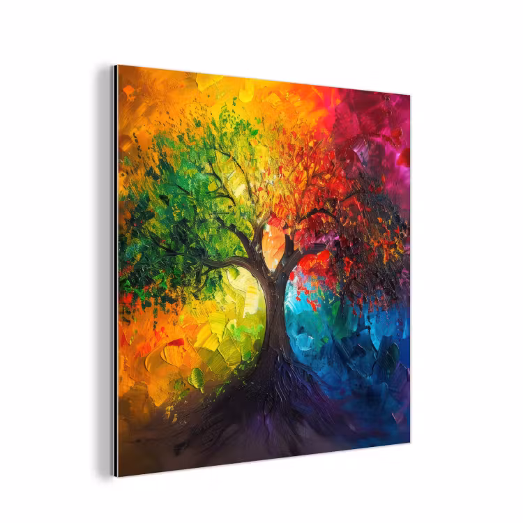 Boom - Kleurrijk - Modern - Abstract aluminium wit klein -3d