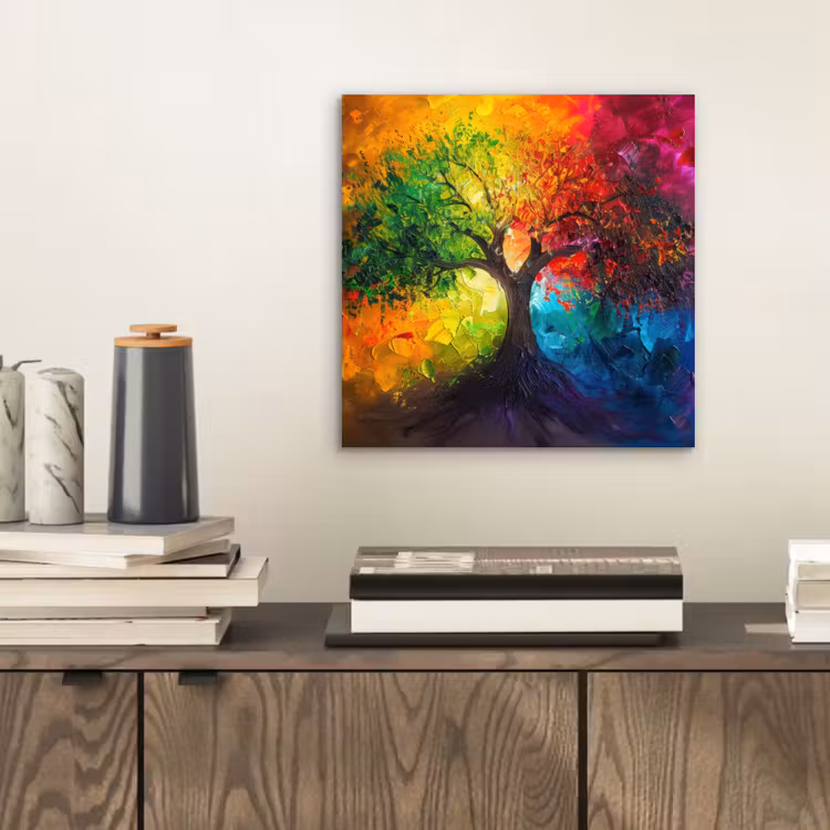 Boom - Kleurrijk - Modern - Abstract aluminium wit klein -sfeer1