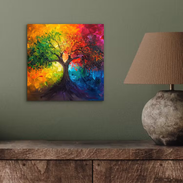 Boom - Kleurrijk - Modern - Abstract aluminium wit klein -sfeer2