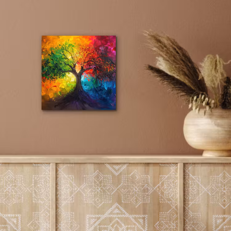 Boom - Kleurrijk - Modern - Abstract aluminium wit klein -sfeer4