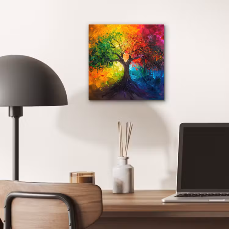 Boom - Kleurrijk - Modern - Abstract aluminium wit klein -sfeer5