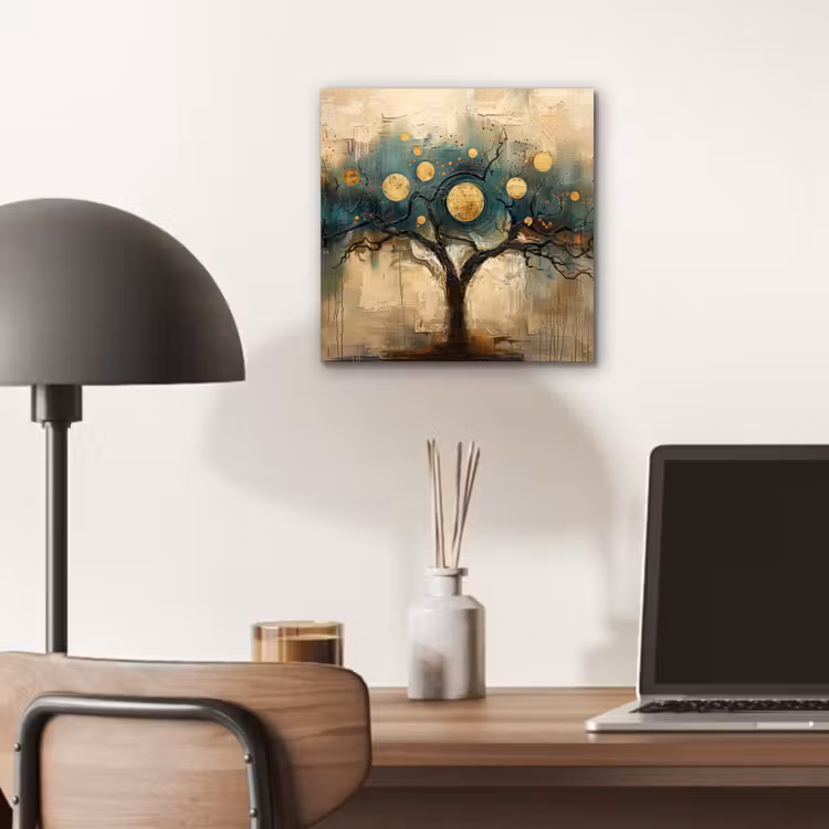 Boom - Kunst - Maan - Watercolor aluminium wit klein -sfeer5