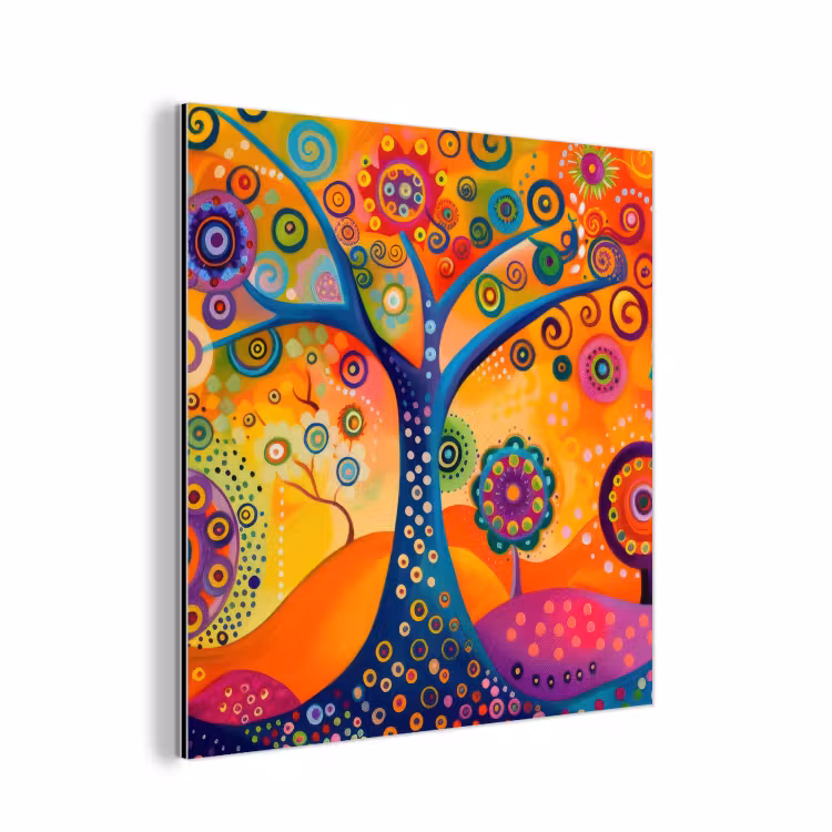 Boom - Levensboom - Abstract - Kleurrijk aluminium wit klein -3d