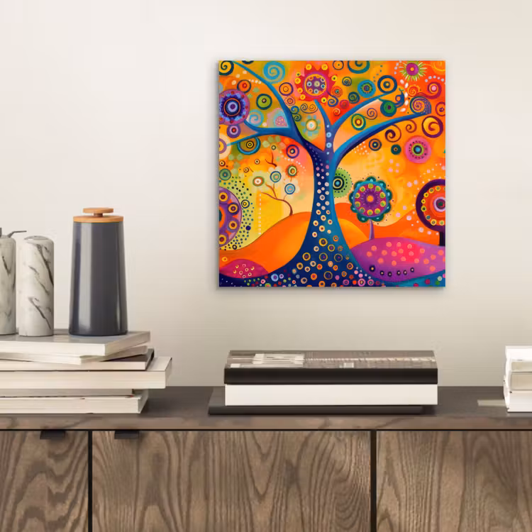 Boom - Levensboom - Abstract - Kleurrijk aluminium wit klein -sfeer1