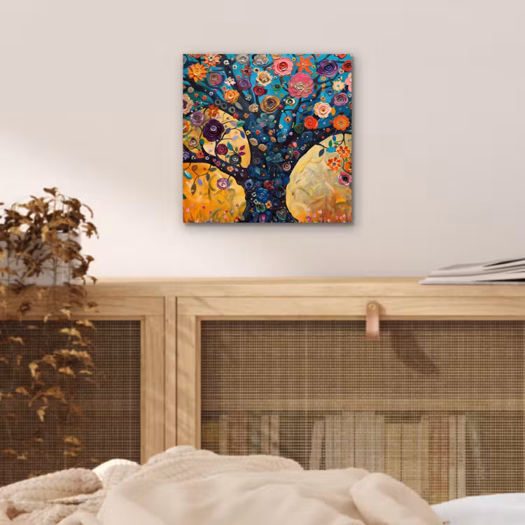Boom - Levensboom - Kleurrijk - Bloemen - Modern aluminium wit klein -sfeer3