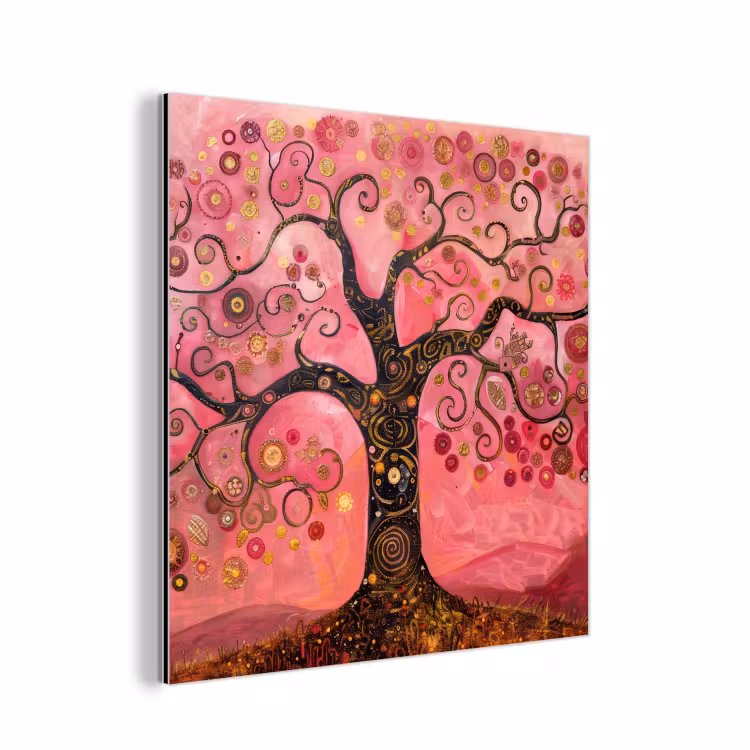 Boom - Levensboom - Roze - Goud aluminium wit klein -3d
