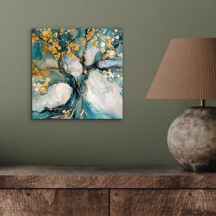 Boom - Modern - Verflook - Turquoise - Goud aluminium wit klein -sfeer2