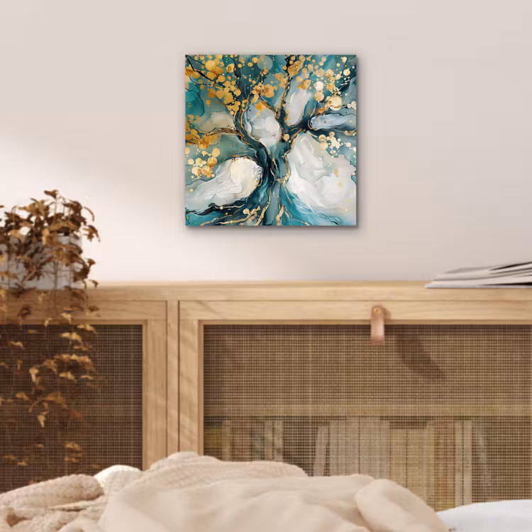 Boom - Modern - Verflook - Turquoise - Goud aluminium wit klein -sfeer3