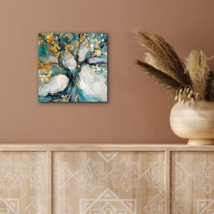 Boom - Modern - Verflook - Turquoise - Goud aluminium wit klein -sfeer4
